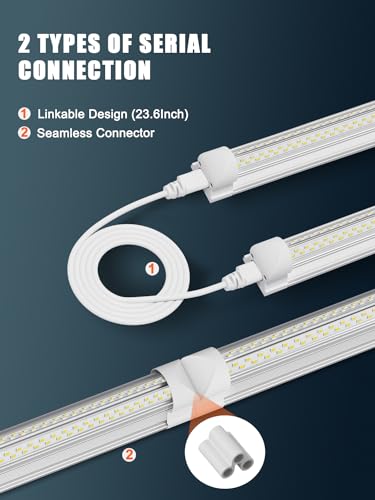 ELEKICO 100W 8FT LED Shop Lights Pack of 6 - Ultra Bright Commercial Grade