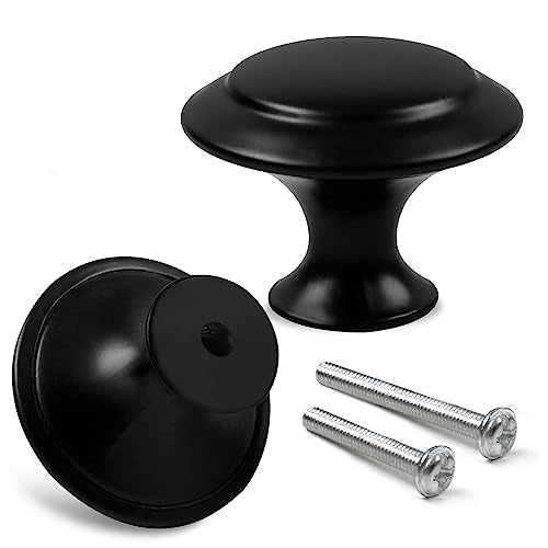 Romeda Round Black Drawer Knobs 30mm - Set of 18 for Cabinets & Dressers
