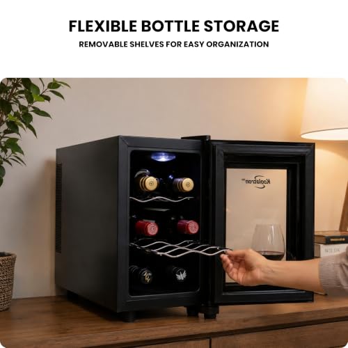 Koolatron 6 Bottle Wine Cooler Countertop Refrigerator Black