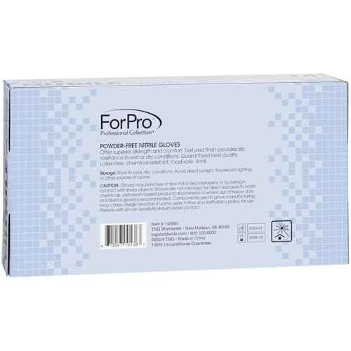ForPro Professional Collection Disposable Nitrile Gloves, Chemical Resistant, Powder-Free, Latex-Free, Non-Sterile, Food Safe, 4 Mil, Blue, Medium, 100-Count