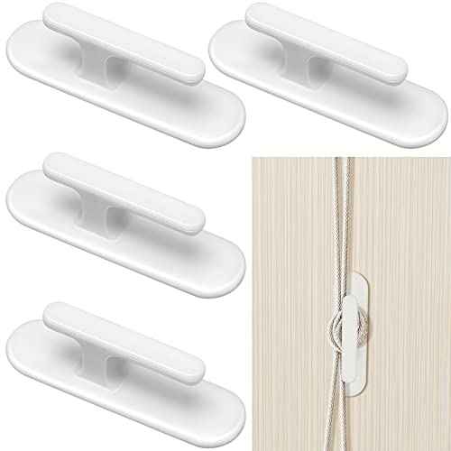 4 Pieces Cord Safety Blind Pull Twister Window Wrap Cleats Blind Holder Curtain Cord Wind Up Baby Child Proofing Window Gate Safety Adhesive Wall Hanging Hooks