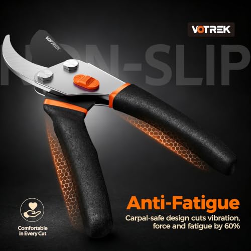 8.5 Inch Bypass Pruning Shears Sunset Orange | Jam-Proof Garden Clippers