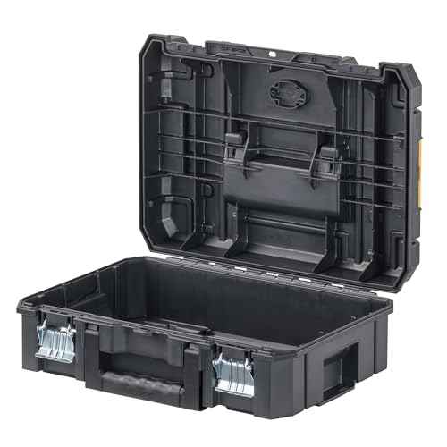 DEWALT TSTAK II Tool Box, Flat Top Tool Storage Case, Organizer Box Holds Up To 66 lbs, Flexible Platforms for Stacking, 13 Inch (DWST17807)