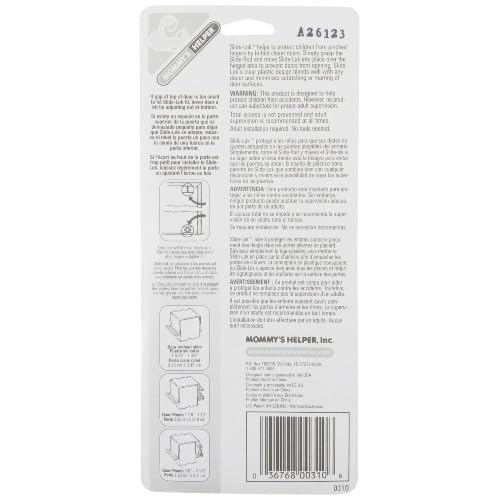 Mommy's Helper Slide-Lok Bi-Fold Door Lock, Baby Lock (Pack of 1), Closet Locks for Double Doors, Fits Most Doors - Included Shim Makes Tighter Fit for Thin Doors
