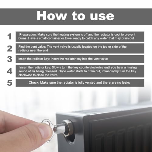 6 Pcs Radiator Bleed Valve Keys with 2 Pcs Keychains, Hot Water Radiator Bleeder Key Radiator Bleeding Air Valve Key Accessories for Venting Old Domestic Radiators Tool