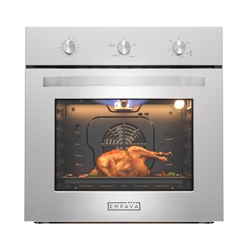 Empava 24 Inch Built-In LPG Convection Wall Oven with Rotisserie, Stainless Steel