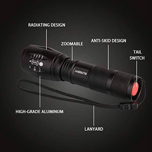 JARDLITE Black 4 Pack LED Emergency Flashlights with Focus & 5 Modes