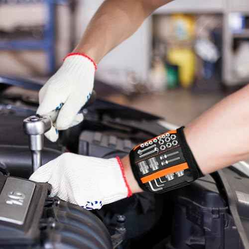 Tmacker Stocking Stuffers Magnetic Wristband for Tools Holding Screws Nail Drill Bits-Adjustable Velcro Strap Breathable for Men Dad Husband Father Grandpa DIY Handyman Gifts for Christmas Birthday