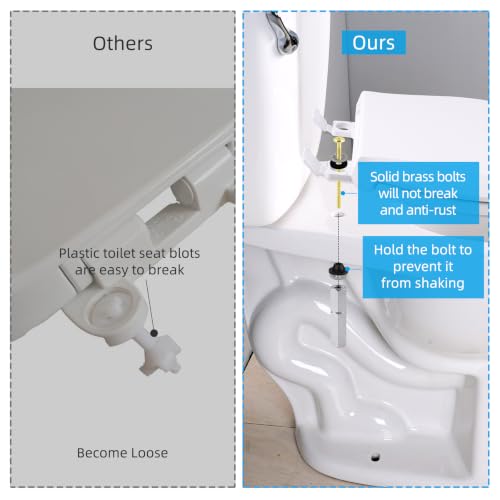 Hibbent 2 pcs Universal Brass Toilet Seat Bolts Kit with Metal Nuts - Easy Installation
