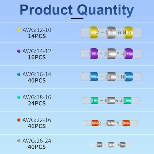 180Pcs Waterproof Heat Shrink Solder Seal Wire Connectors Kit - Marine & Automotive Electrical Terminals