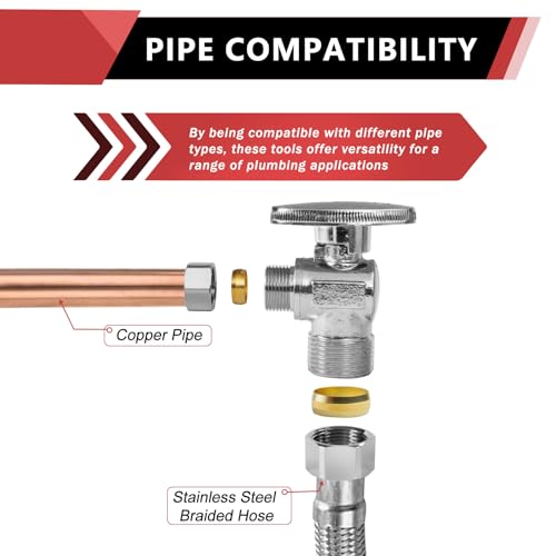 10-Pack EFIELD 1/2" Nominal Angle Stop Valves for Plumbing, Chrome Finish