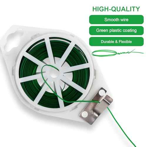 2 Pack 492FT Garden Twist Tie with Built-in Cutter, Rustproof Green Coated Plant Ties for Gardening, Flexible Reusable Tomatoes Ties Support for Indoor Outdoor Home and Office Use