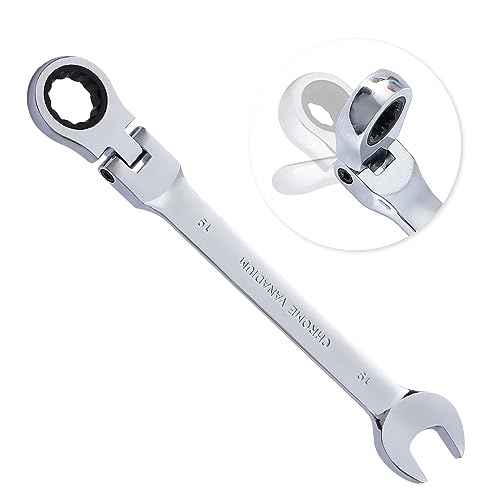 B4B BANG 4 BUCK 19mm Ratcheting Combination Wrench Metric, Flex Head Ratcheting Wrench Spanner with 12-Point Design, 72-Tooth Ratchet, Chrome Vanadium Steel