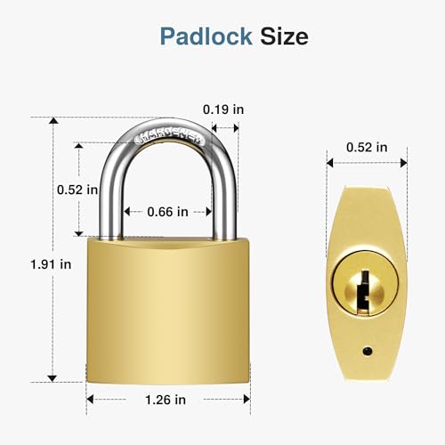 Puroma 2-Key Padlocks 32mm with 6 Keys - Luggage, Locker & School Lock
