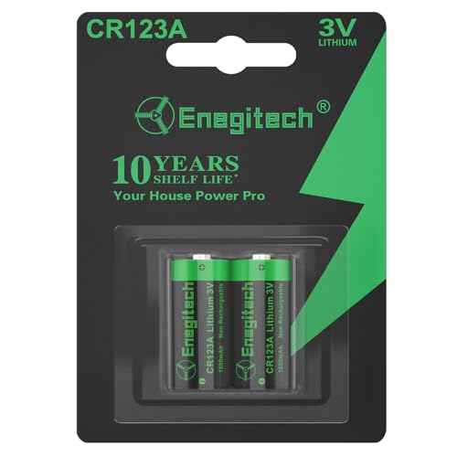 Enegitech CR123A 3V Lithium Battery, 123 3 Volt Lithium Battery, for Home Security Alarm System Sensor Doorlock Smok Carbon Monoxide Alarm Non-Rechargeable (CR123A 2 Pack)