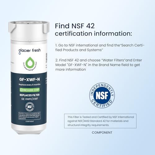 Glacier Fresh XWFE Refrigerator Water Filter Pack of 1 - Compatible with GE