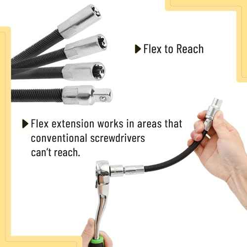 Bates- Flexible Extension Bar Set, 2 pcs, 1/4" & 3/8" Drives, Flexible Drill Bit Extension