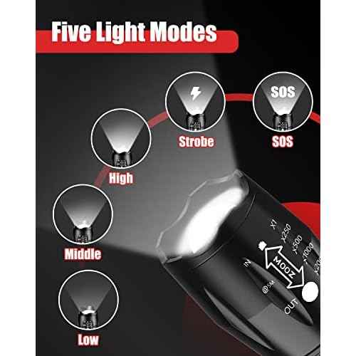 Victoper LED Flashlight 2 Pack, Bright Tactical Torch High Lumens with 5 Modes, Waterproof Zoomable Flash Light, Christmas Stocking Stuffers Gifts for Men, Hunting Camping Essentials Gear