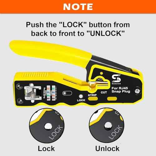 RJ45 Crimp Tool Pass Through Crimper, All in One Crimping Tool Ethernet Cable Crimper Stripper for Cat6a Cat6 Cat5 Cat5e, Cuts, Strips, Crimps Pass Through Connectors