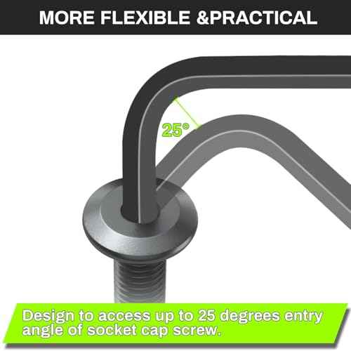 3/16" Ball End Hex Key Set, 6pcs L-Shaped Allen Wrenches Long Arm, CR-V Steel, Black Oxide Finish, High Torque Repairing Tool for Furniture, Bike, Equipment Maintenance