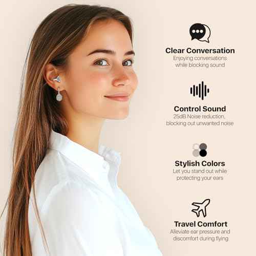 Ear Plugs for Airplane Pressure Relief & Prevent Ear Pain - Flying Travel Essentials - Comfortable Reusable Plane Earplugs for Adult/Kids 12+ with Small Ear-canals, 25dB Noise Reduction, BU