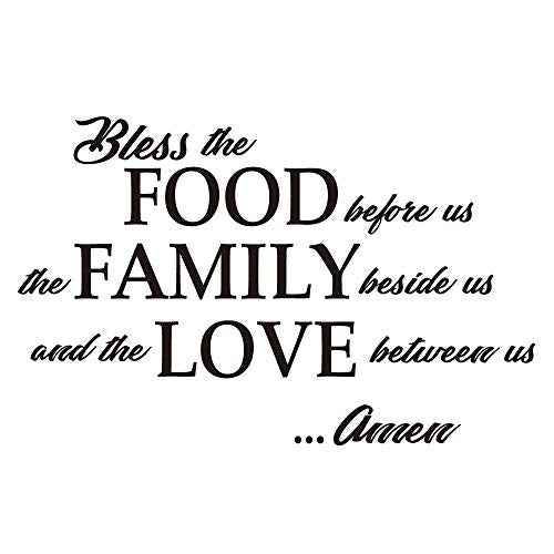 Bless The Food Before us, The Family Beside us, and The Love Between us Amen - Wall Decal Quotes Prayer Dining Room Kitchen Home D?cor Bible Verse Motto Words Art Letters Pure Black Vinyl