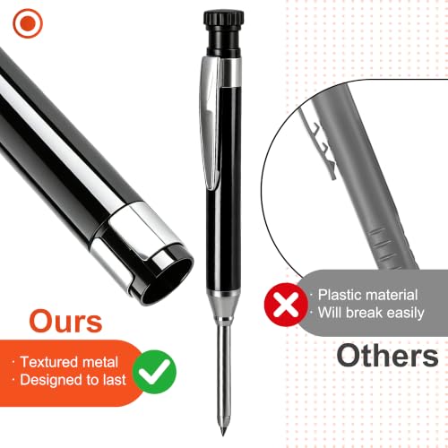 YEVEETTE 2.8mm Mechanical Carpenter Pencil Set with 7 Refills & Built-in Sharpener