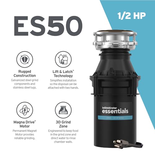 1/2 HP Continuous Feed Garbage Disposal with Power Cord - InSinkErator ES50