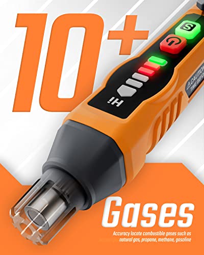 TOPTES Orange Gas Leak Detector PT177 - Portable Combustible Gas Sniffer with Audible & Visual Alarm