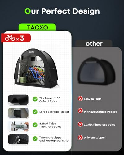 TACXO 79x32x67in Waterproof Bicycle Storage Shed Tent for 2-3 Bikes, Motorcycle & Outdoor Equipment