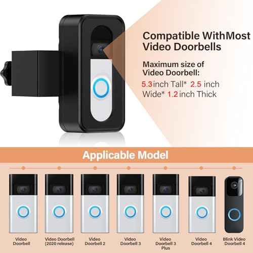 Upgrade Anti-Theft Video Doorbell Mount, Not Block Doorbell Motion Sensor, No-Drill Mounting Bracket for Apartment Renters Home Office Room, Not for Security Door (Doorbell Not Included)
