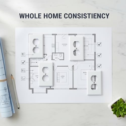 Bates Choice Duplex Wall Outlet Receptacle Wall Plate - White, 4.5 x 2.75 inches, Pack of 12 - Standard Size