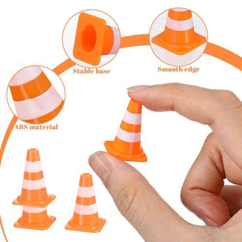30 Pcs Mini Traffic Cones, 1" Plastic Small Cones,Small Orange Cone Mini Construction Cone Traffic Caution Signs for Micro Landscape Sand Table, Street Signs, Engineering Road ConeSS Model(Orange)