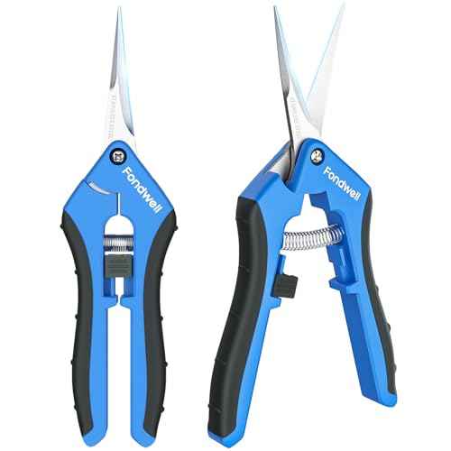 Fondwell 6.5" Pruning Shears Trimming Scissors: 2 Pack of Small Garden Snips with Micro Tip - Plant Clippers of High Cutting Efficiency