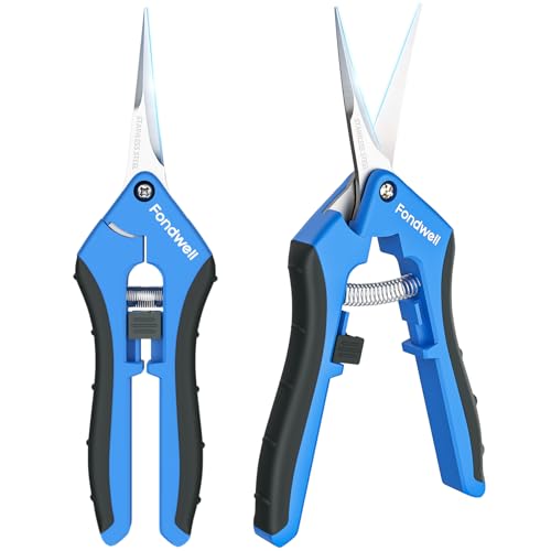 Fondwell 6.5-inch Micro-Tip Pruning Shears with Straight & Curved Blades, Silver