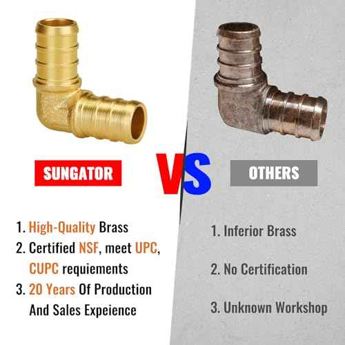 SUNGATOR Pex Fittings 1/2 Inch, 25-Pack 1/2" Pex 90 Degree Elbow, No Lead Brass, NSF, UPC Certified