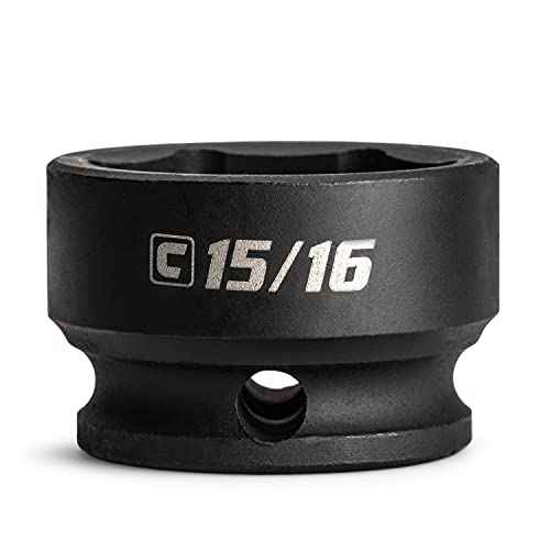 Capri Tools 15/16 in. Stubby Impact Socket, 3/8 in. Drive, 6 Point, SAE