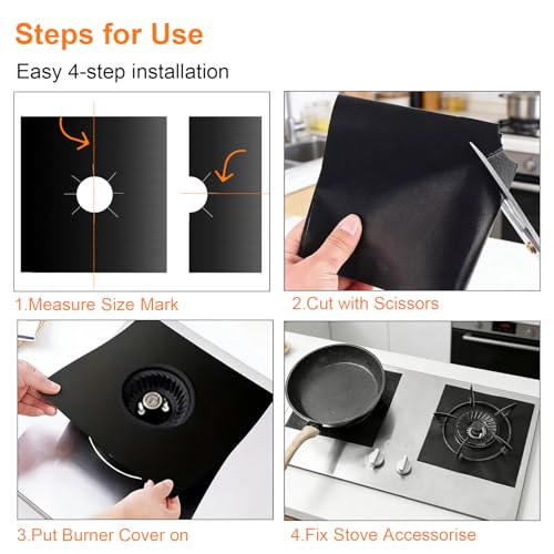 Stove Burner Covers 10-Pack 10.6x10.6 In - Reusable, Heat-Resistant Gas Stove Top Covers
