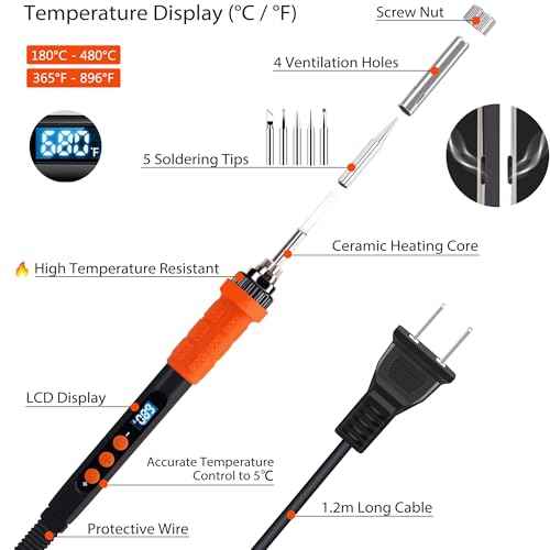 LDK Soldering Iron Kit, 100W Digital Soldering Iron Cautin for Electronics, Soldering Iron Pen Soldering Gun Jewelry Welding Kit with 5pcs Tips, Stand, Solder, Solder Paste, Solder Sucker, Tweezers