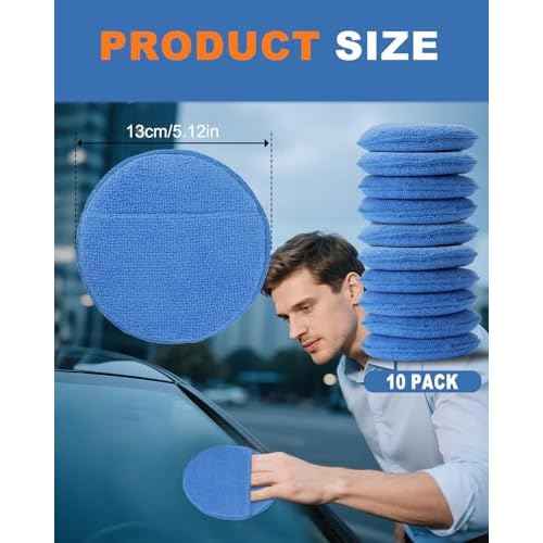 Wax Applicator Pads, 10 Pack Applicator Pad with Finger Pocket, Car Wax Applicator Pad, Foam Pads for Car Cleaning and Detail Polishing Pad