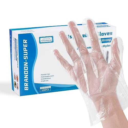 Food Prep Gloves 500 Pack - Food Safe Plastic Disposable Gloves, One Size