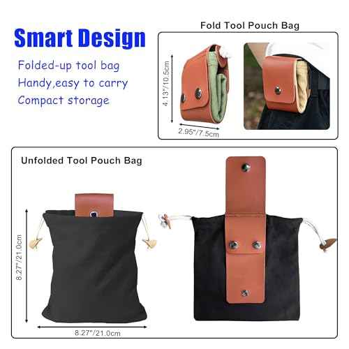 Tool Pouch with Belt Clip-On and Loop,Small Utility Pocket Organizer for Tools Nails Screws, Durable Canvas Work Bag for Electrician Plumber Carpenter