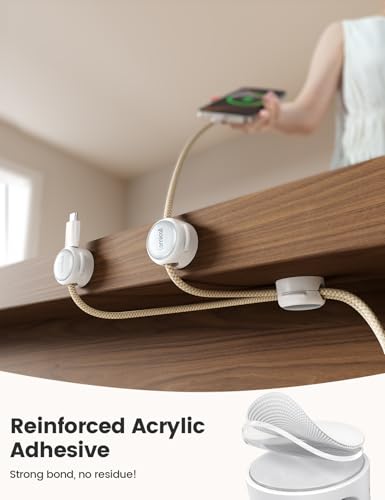Lamicall Magnetic Cable Clips 8-Pack Silver Shine Desk Organizer - Snow White Variant