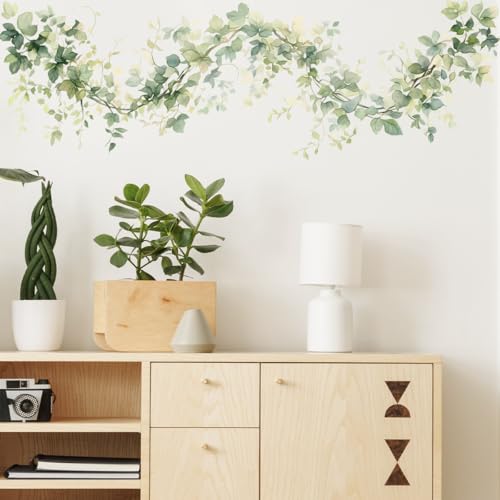 Green Vines Wall Decals Removable Leaves Plant Vinyl Stickers for Living Room Bedroom and Bathroom Botanical Decor Peel and Stick Wall Art