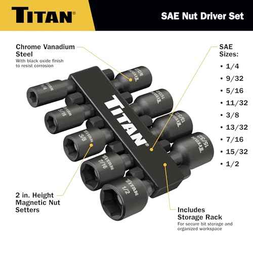 Titan 16298 9-Piece SAE Magnetic Nut Driver Set, Nut Setter Set