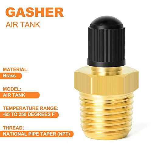 GASHER 2PCS 1/4" NPT Tank Valve Anti-Corrosion Brass Schrader Valve with 1/4" Male NPT,Using with Air Compressor Tanks