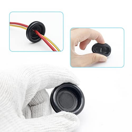 Vrupin 188-Piece Rubber Grommet Kit - 7 Sizes Black for Wiring & Plumbing