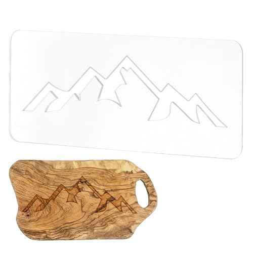 BENECREAT Mountain Clear Acrylic Router Inlay Template, Woodworking Router Template with Protective Film for Creating Unique Inlays in Signs, Charcuterie Boards, 11.8x5inch, 4.5mm Thick