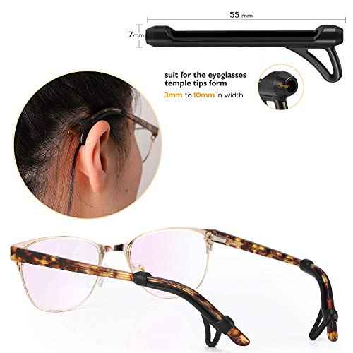 Glasses Ear Cushion-Anti-Slip Eyeglasses Ear Grips Sleeve-Silicone Soft Glasses Ear Hook Holder For Men Women Kids Sports Study and Work (BLACK,6pairs)