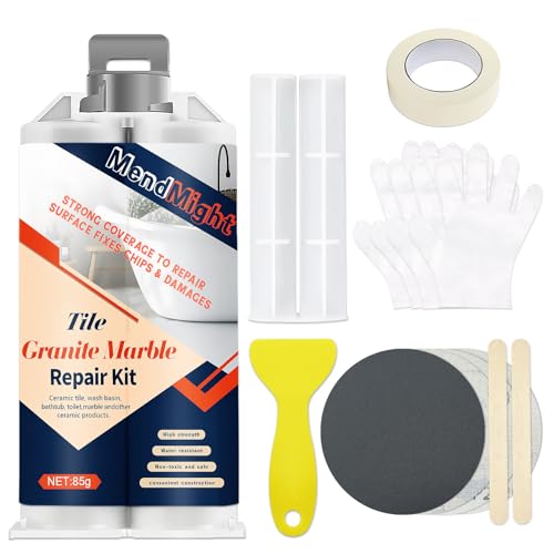 Porcelain & Fiberglass Repair Kit - Tub, Tile, Shower, Bathtub Repair Kit for Ceramic, Marble, Quartz, Granite - Waterproof & Leak-Proof Fix Cracks, Holes, Scratches, Dents (White)